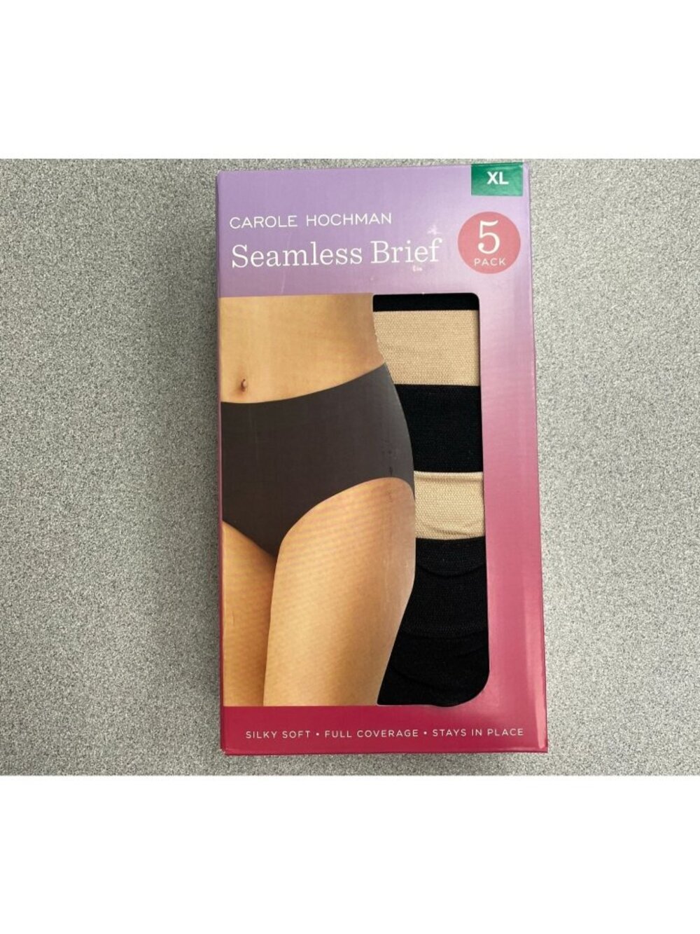NEW Carole Hochman Beige Black Women's XL Seamless Brief 5-Pack Silky  J1888